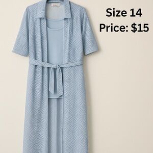 Blue Knit Cardigan and Top Set